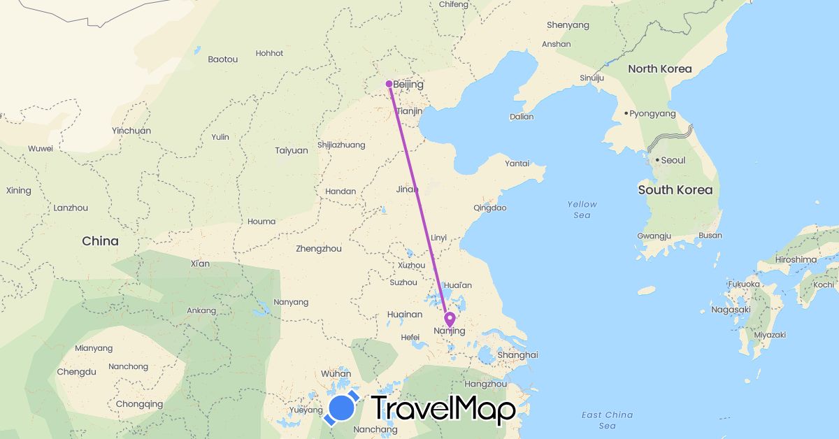 TravelMap itinerary: driving, train in China (Asia)